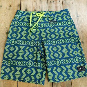 NWOT Men's Under Armour Loose Fit Storm Board Shorts 32 Swim Bright‎ Green Blue